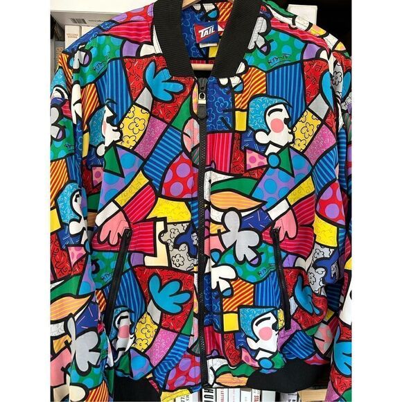 Vintage 1990s Tail Romero Britto Vintage Pop Art Bomber Jacket Size Small - Picture 6 of 11